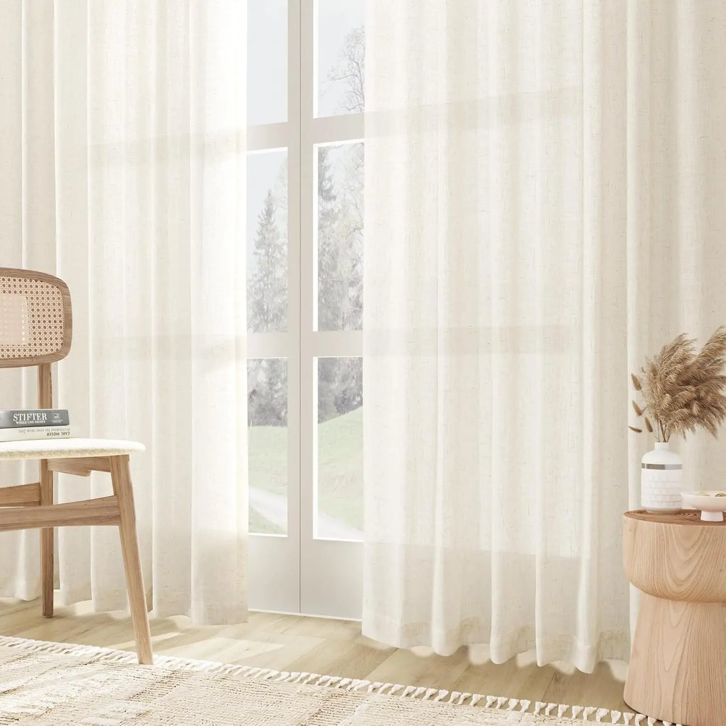 310cm Height Custom Made Faux Linen Extra Long 270CM Sheer Curtain High Ceiling Length Windows Curtains Living Room