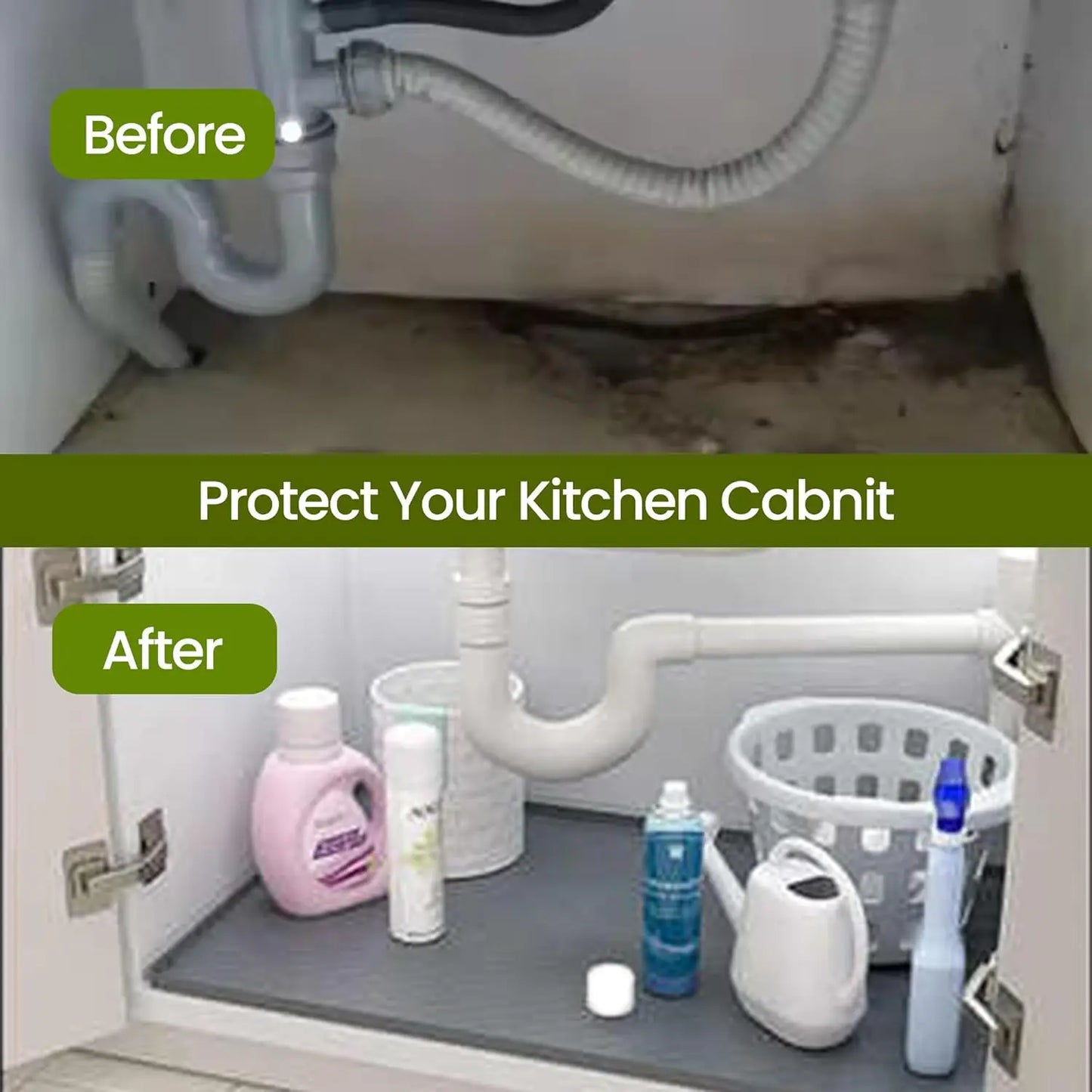 Silicone Under Sink Mat Waterproof Under Sink Liner Cabinet Protector Kitchen Sink Mat for Bottom of Sink Undersink Waterproof