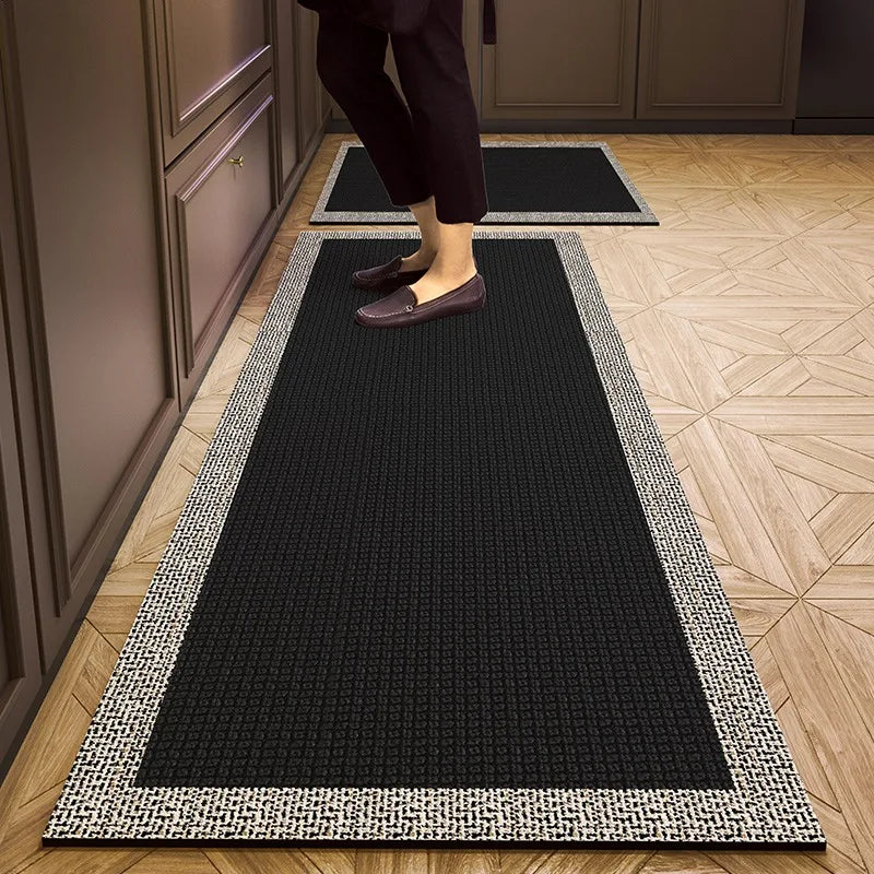 Pvc Kitchen Floor Mat Retro Style Non-slip Oil-proof Carpet Leather Waterproof Foot Mats Long Strip Home Decoration Rug