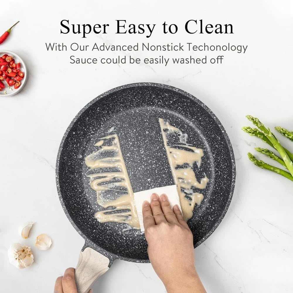 US Shipping 21 Pcs Nonstick Pots and Pans Set Black Granite Cookware Induction Kitchen Cooking Set with Frying Pans Saucepans