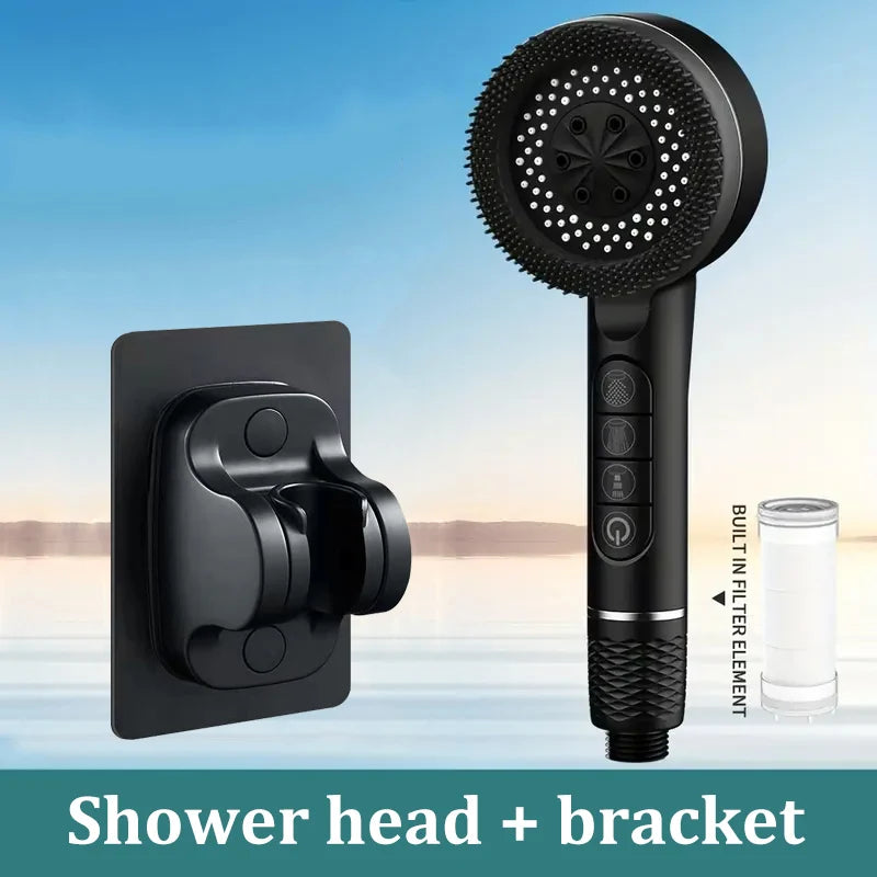 Four-speed Adjustment Shower Booster Shower Head Bathroom Household Water Heater Bath Handheld Shower Head Bracket Set
