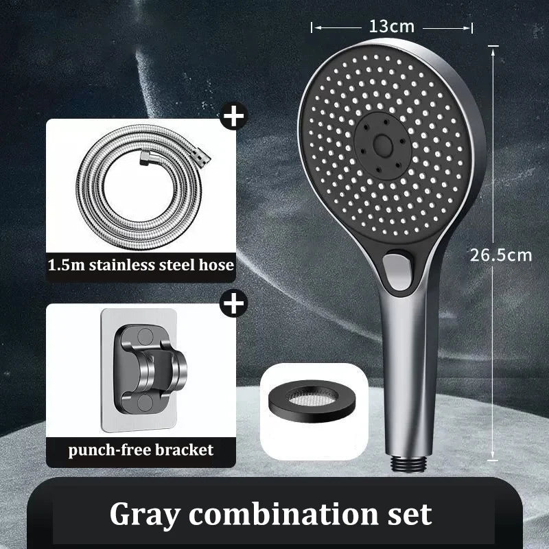 Three-speed High-pressure Shower Head With Large Panel Super Powerful Universal Bathroom Shower Head Combination Set