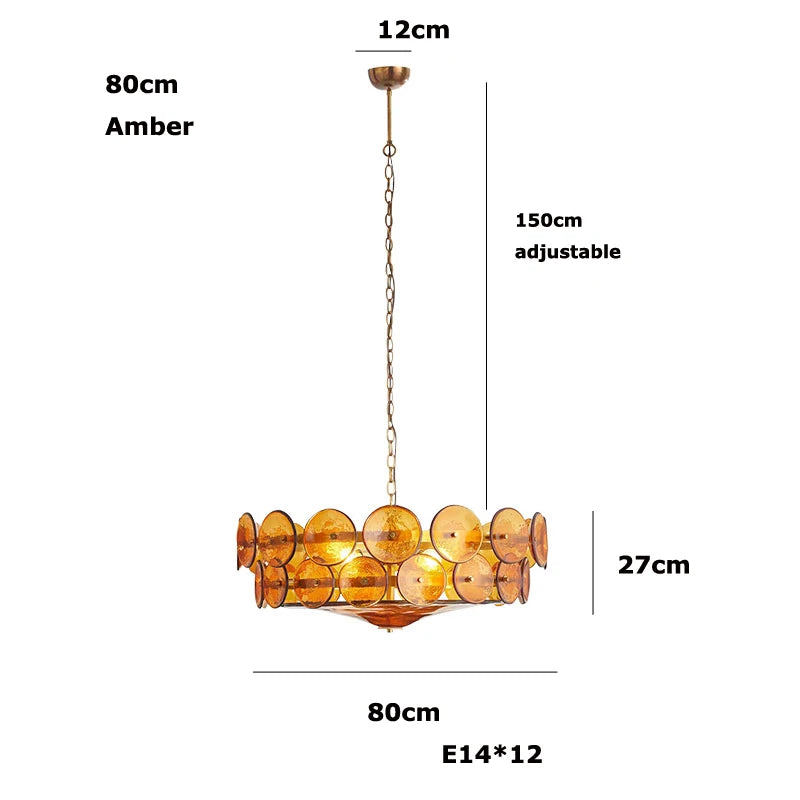 French Retro Brown Glass Pendant Lights Living Room Bedroom Restaurant Kitchen Hotel Luxury Chandeliers Home Decor Lamps Fixture