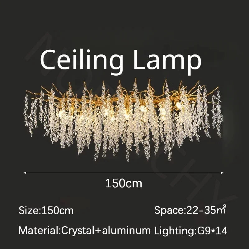 Branch-shaped Crystal Chandelier Living Room Art Home Decoration Indoor Loft Bedroom Ceiling Modern Luxury LED Chandelier Lustre