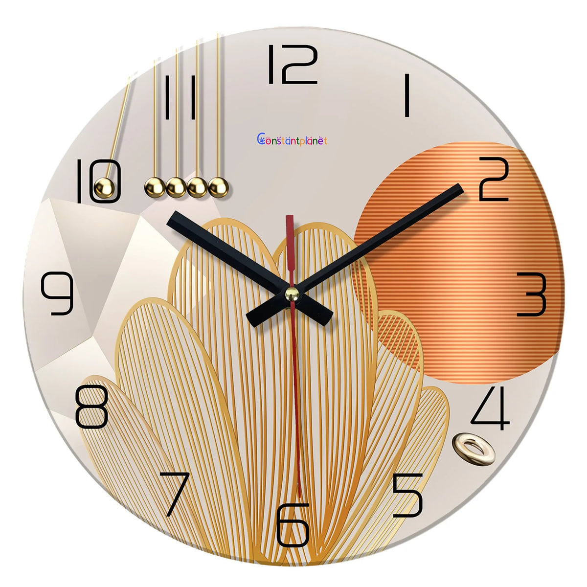 Light Luxury Geometric Pattern Tempered Glass Wall Clock for Living Room, Bedroom, Kitchen, Home Decoration, Silent Quartz Clock, Holiday Gift, 12 Inches 14inch 16inch (Battery Not Included)