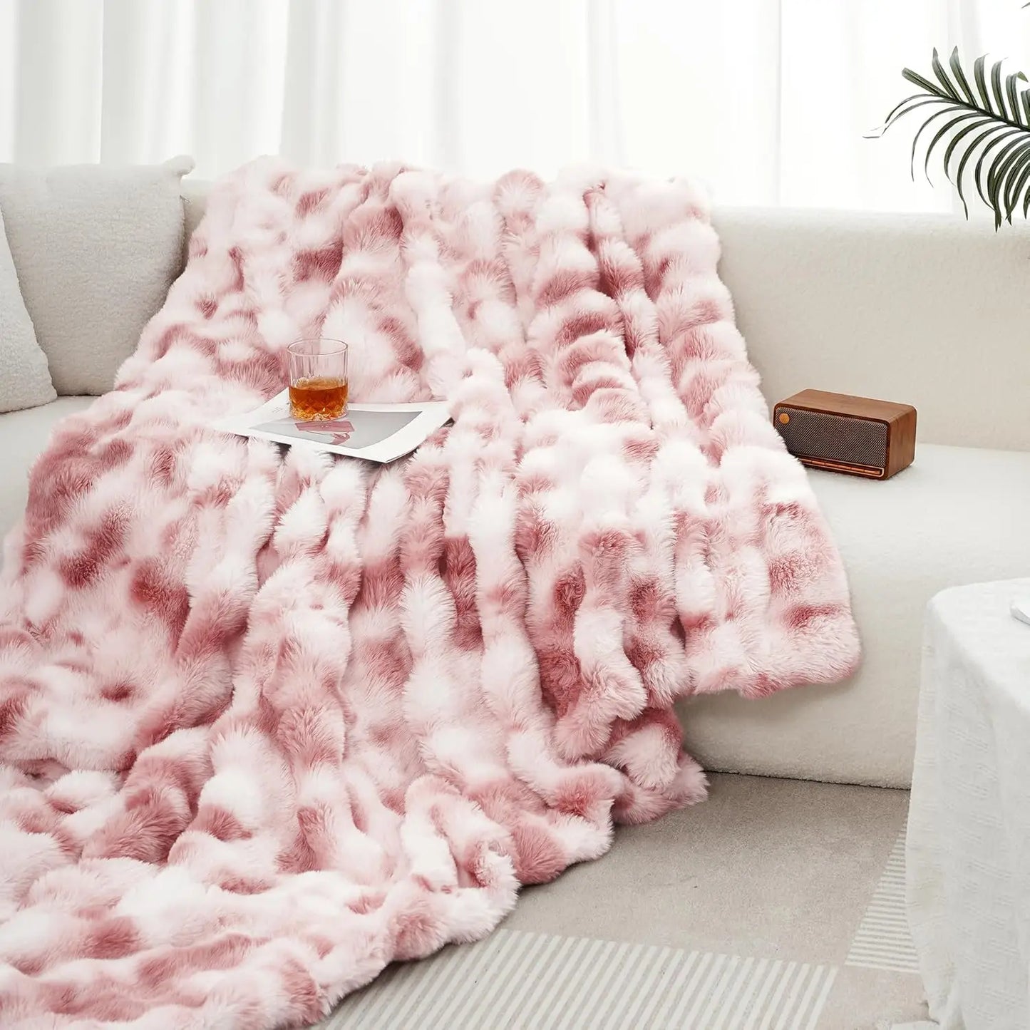 1pc Faux Rabbit Fleece Blanket - Weighted 6 lbs Faux Rabbit Fleece Blanket - Bedspread Cozy Soft Best Blanket For US