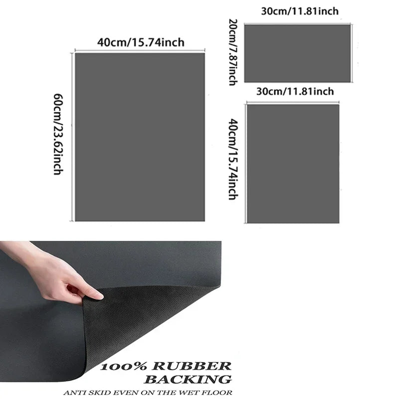 VIKAMA Pure Color Drying Dish Absorbent Dishware Kitchen Mat Coffee Machine Table Diatomaceous Earth Drainage Non-slip Carpet
