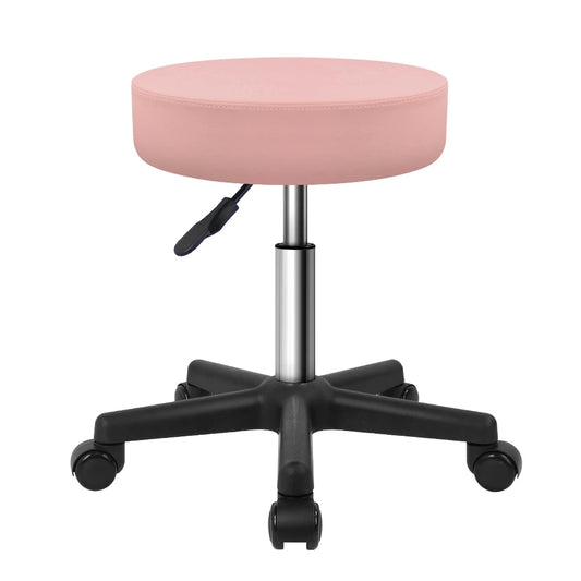KKTONER Adjustable Swivel Stool with Wheels Round Swivel Stool with Black Base for Drawing Work SPA Massage Parlor in Pink