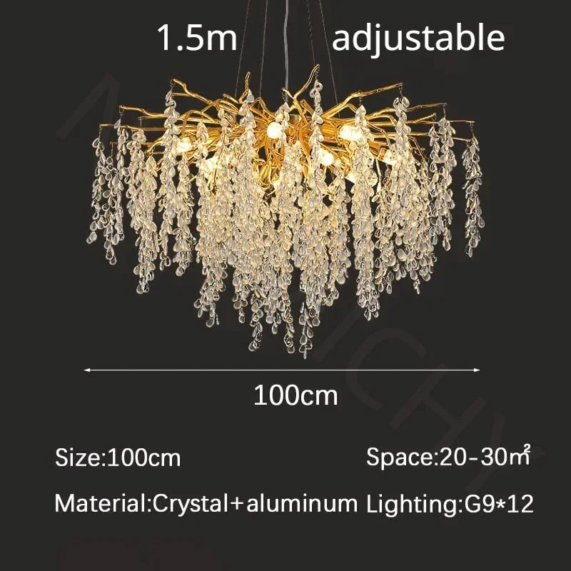 Branch-shaped Crystal Chandelier Living Room Art Home Decoration Indoor Loft Bedroom Ceiling Modern Luxury LED Chandelier Lustre