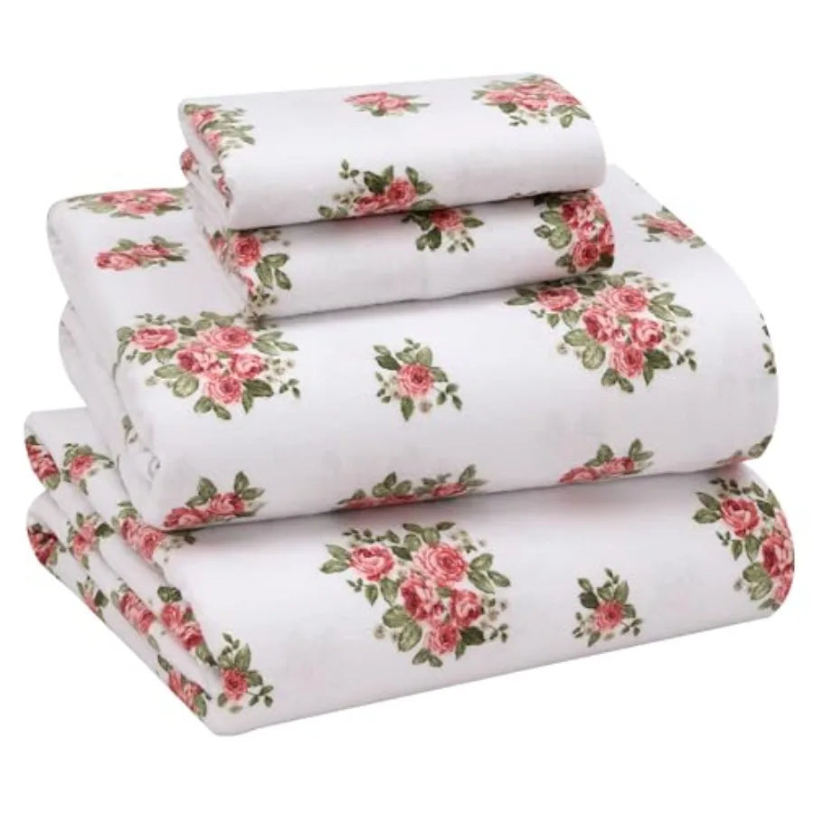 Flannel Sheets Size - 100% Cotton Double Brushed Size Sheets Set - Deep Pockets 16 Inch Bed Sheets - All Seasons Breathable and