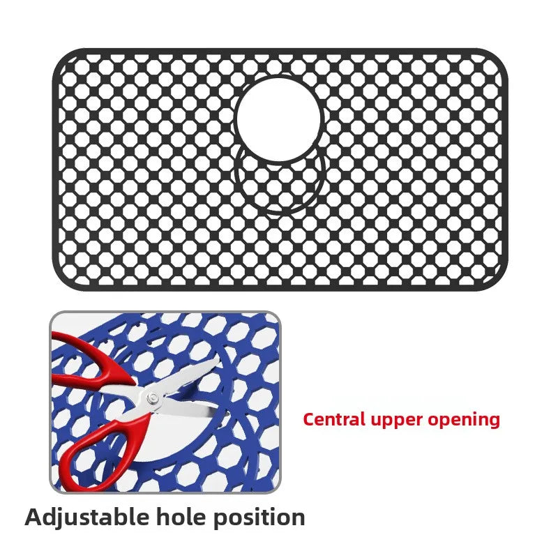 Kitchen Sink Silicone Mat Anti-Scratch Honeycomb Pad Dishwashing Basin Hollow Bottom Draining Pad Non-Slip Sink Mat