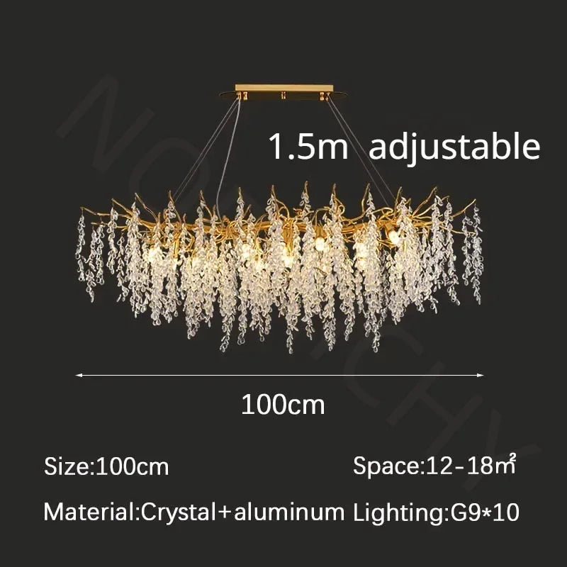 Branch-shaped Crystal Chandelier Living Room Art Home Decoration Indoor Loft Bedroom Ceiling Modern Luxury LED Chandelier Lustre