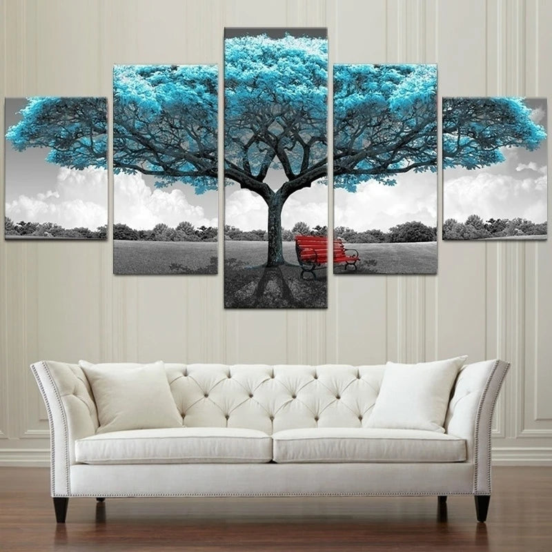 World Map Canvas Painting Flowers Landscape 5 Panel Poster Living Room Bedroom Decoration Art Prints Home Decor Wall Pictures