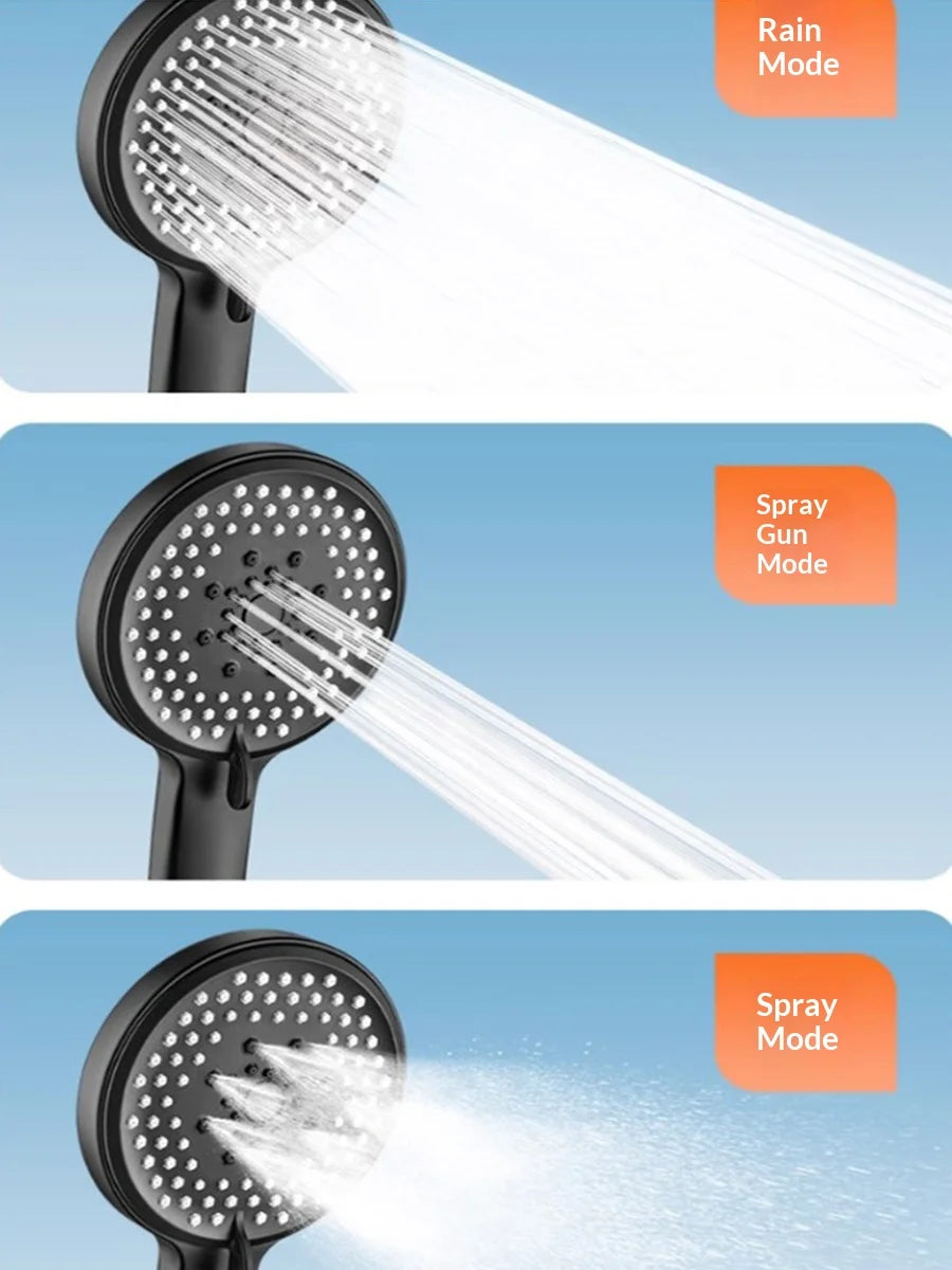 High Pressure Shower Head ABS Handheld Shower Sprayer Black Silver Multifunctional Bathroom Bath Shower Head