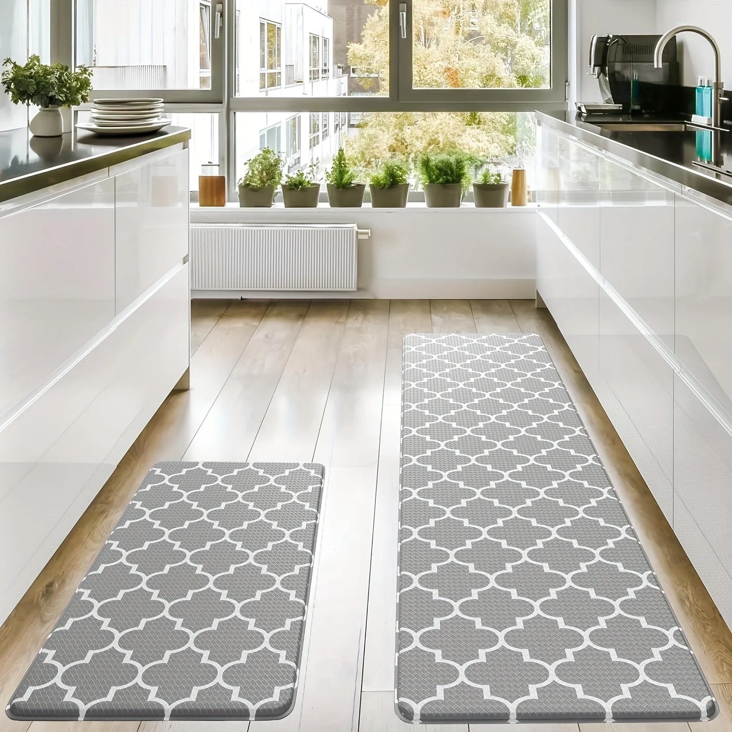 Anti-Fatigue Kitchen Mats Non-Slip Waterproof Kitchen Rugs and PVC Ergonomic Cushioning Rugs