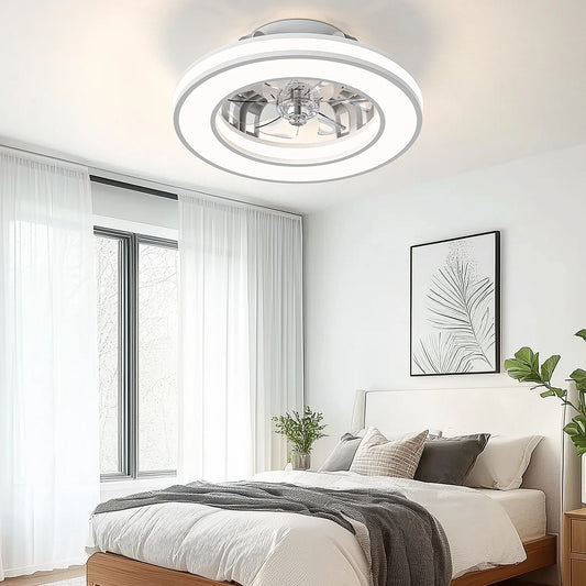 16 Inch Ceiling Fan LED Ceiling Fan Light with Remote Control Infinite Dimming 6 Levels of Wind Speed Living Room Bedroom Chandelier Fan