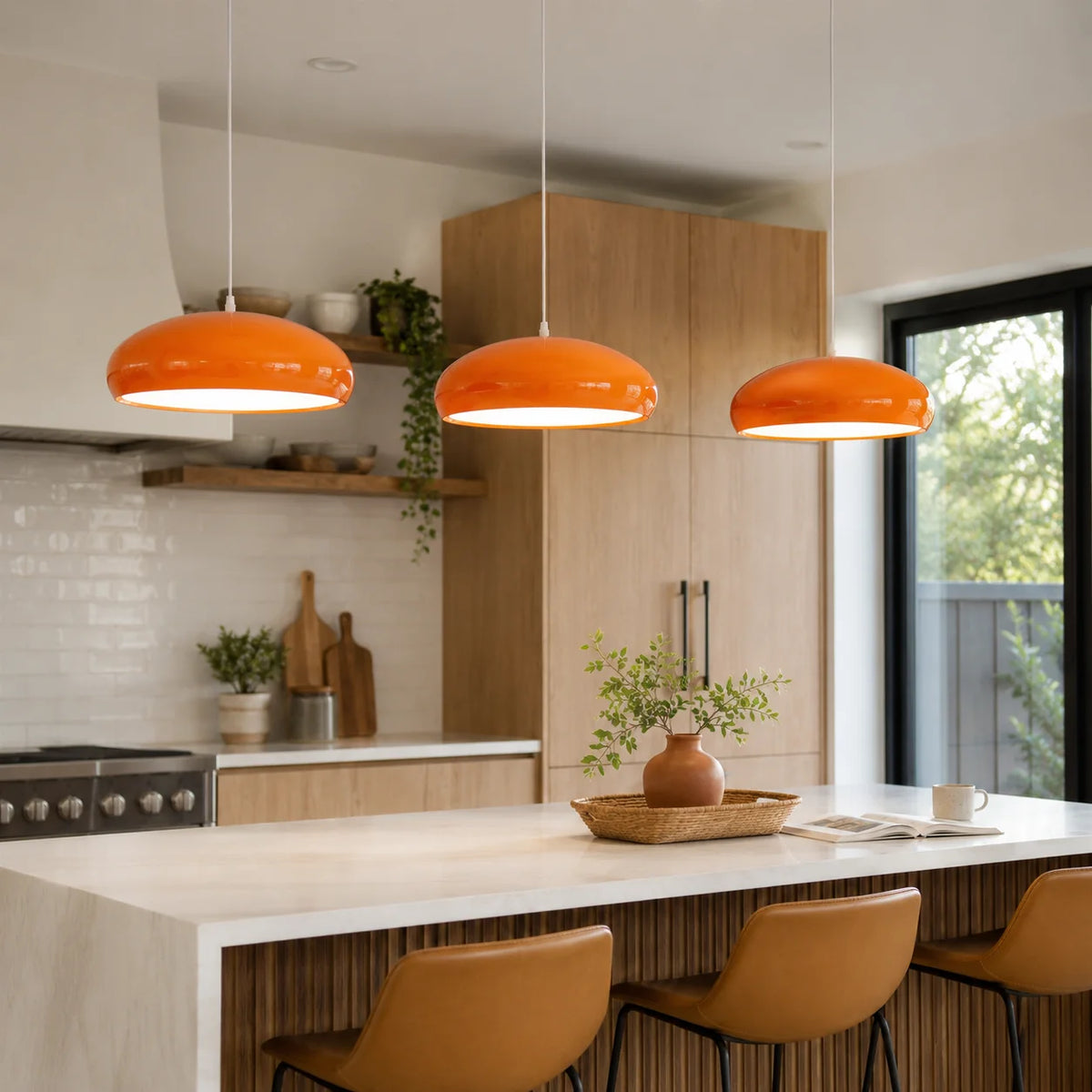 JOYINLED Orange Restaurant Chandelier Modern Round Room Decoration Pendant Light Nordic Living Room Bedroom Bar Light Fixture