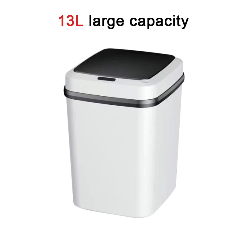 13L Smart Touch-Free Trash Can Automatic Sensor Dustbin Battery Operated Waste Basket for Kitchen Bathroom Home Office Indoor