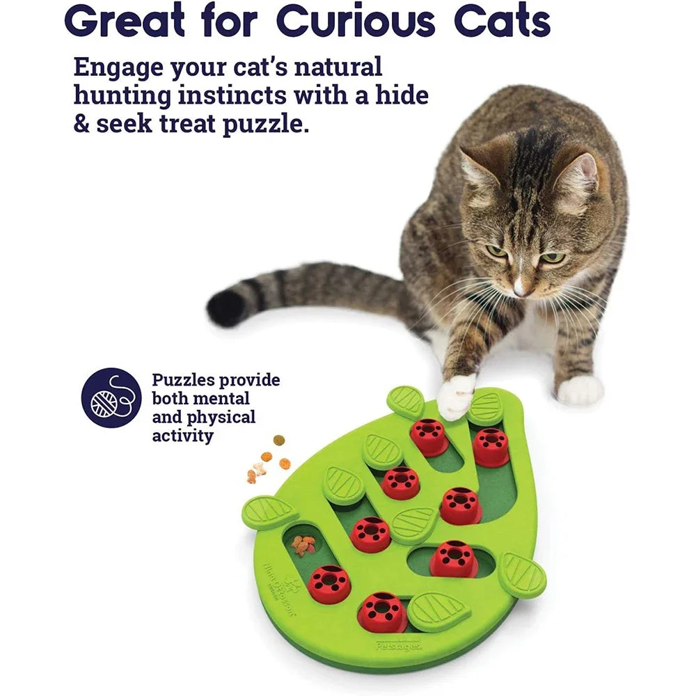 Cat Puzzle Play Toy Pet Puzzle Toy Interactive Slow Feeder Food Scratch Board for Indoor Cats