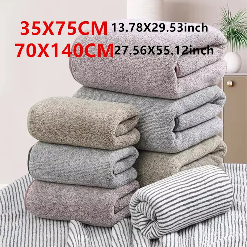 Adult bamboo charcoal fiber velvet bath towel, absorbent, soft, fast drying, high-quality, suitable for hotels and beauty salons