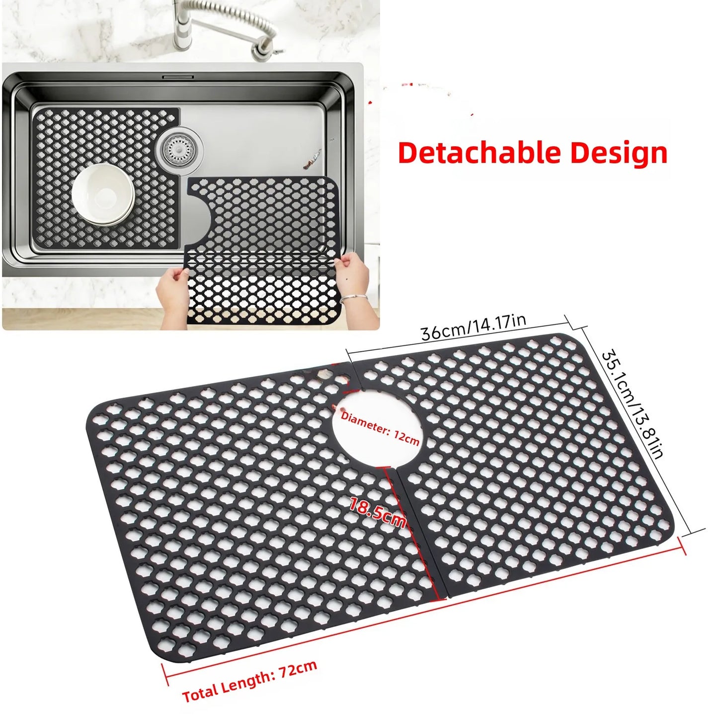 Kitchen Sink Silicone Mat Anti-Scratch Honeycomb Pad Dishwashing Basin Hollow Bottom Draining Pad Non-Slip Sink Mat