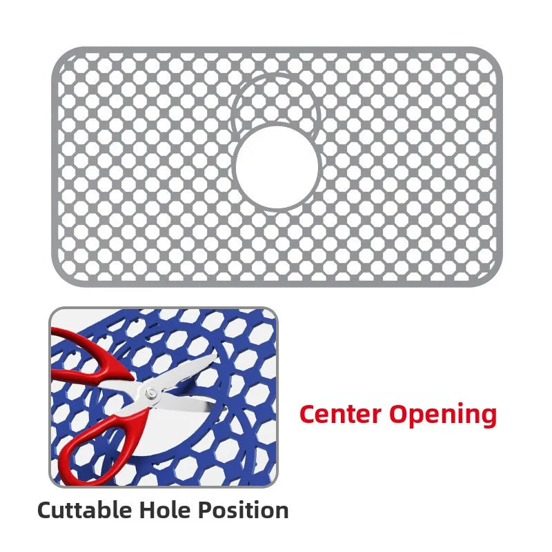 Kitchen Sink Silicone Mat Anti-Scratch Honeycomb Pad Dishwashing Basin Hollow Bottom Draining Pad Non-Slip Sink Mat