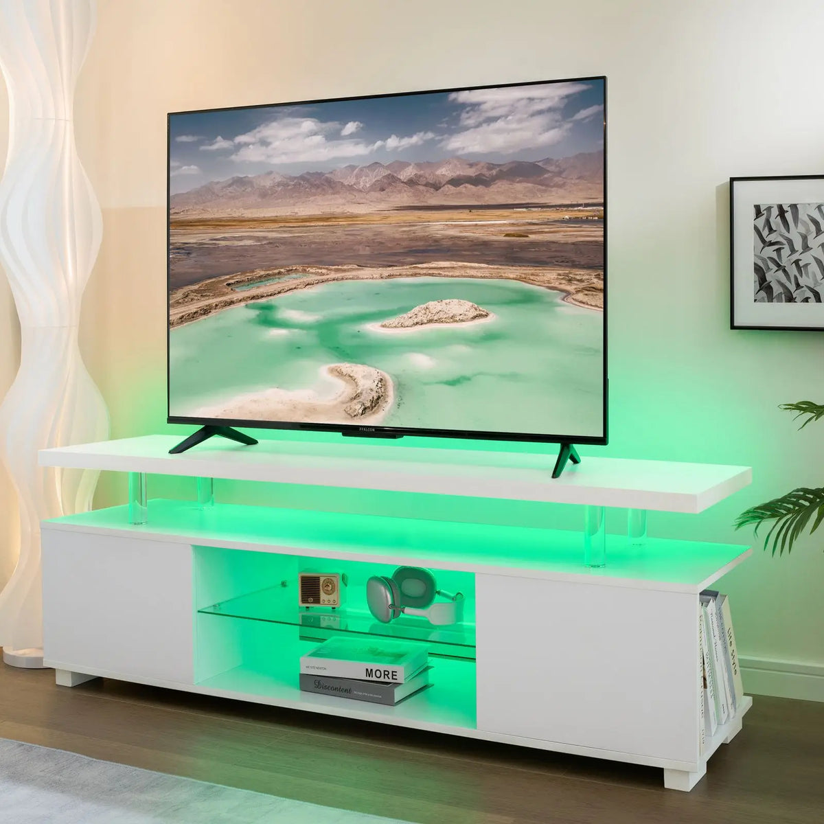 Cubehom TV Entertainment Center LED TV Stand, Gaming Center for 50 inch TV, Modern TV Stand with Storage, TV Console for Gaming