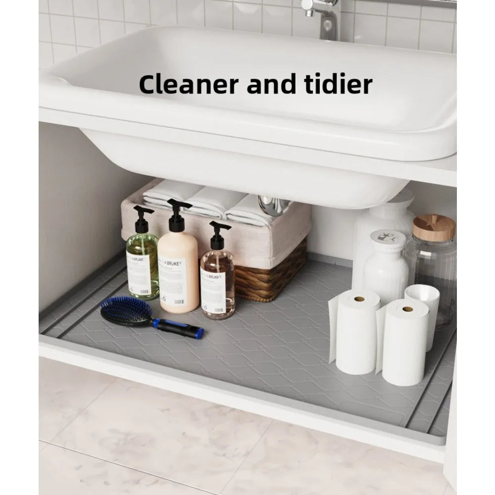 Fashion Sink Mat Cabinet Mat Silicone, Anti-fouling and Waterproof Cabinet Protective Mat Bathroom Cabinet Tray