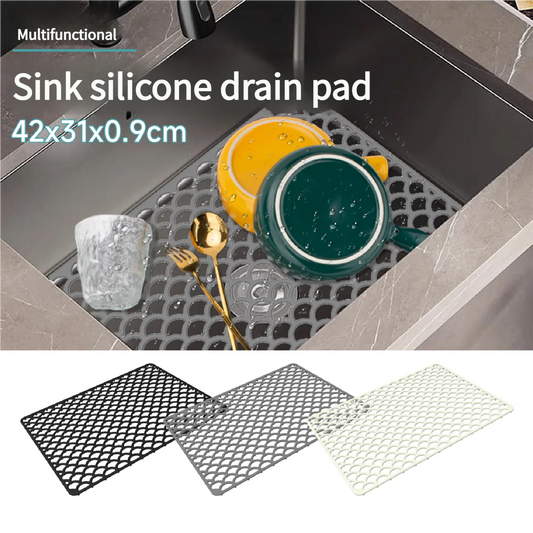 Kitchen Durable Silicone Sink Drainage Mat, MultipurposeNo n-Slip Soaking Pad, Hollow Silicone Sink Mat,Dish Drying Pad