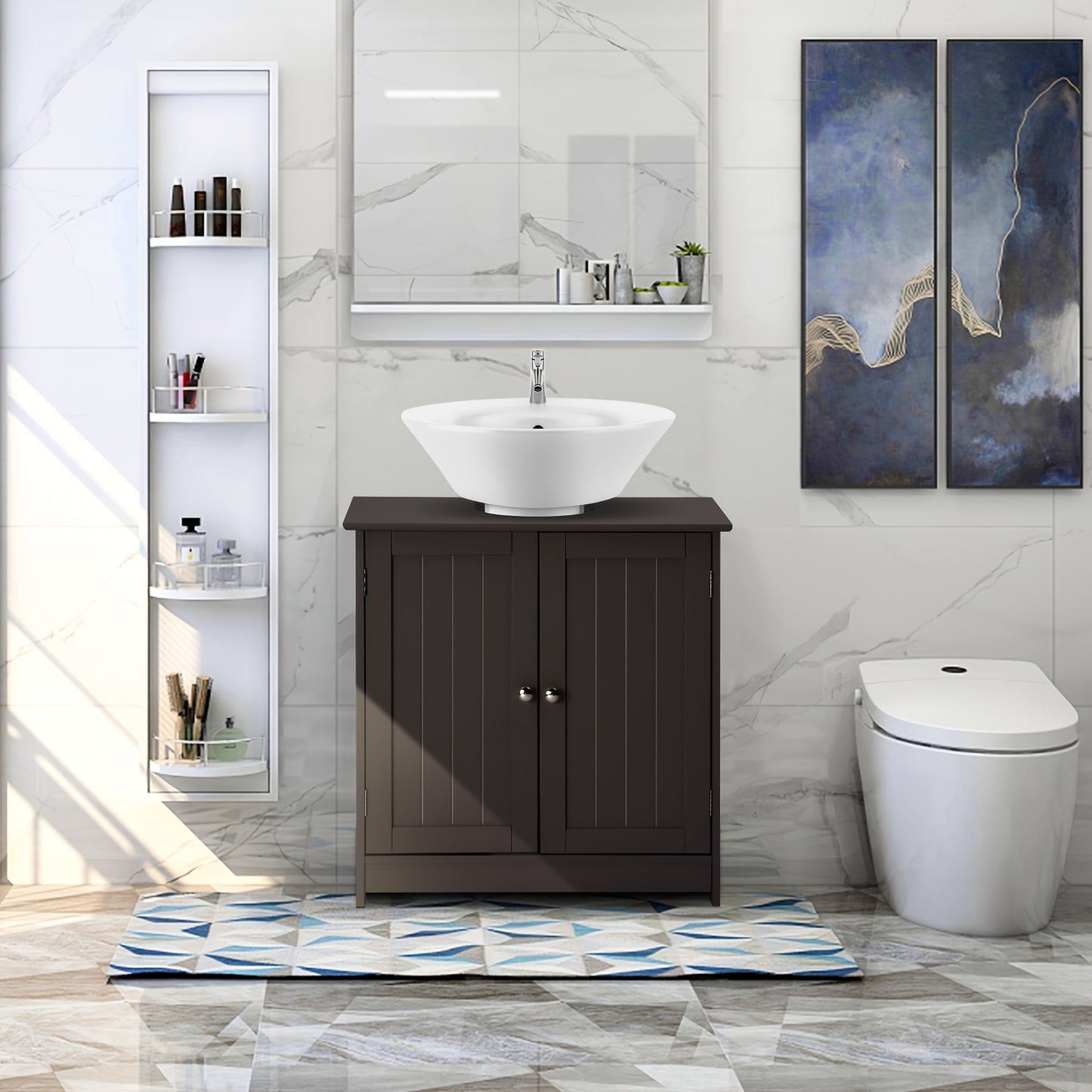 Bonnlo Pedestal Sink Cabinets with 2 Doors, Traditional Under Sink Storage Cabinets, 2-Door And Adjustable Shelves, Bathroom Vanity Storage