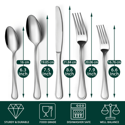 100pcs/set Of Silverware, Stainless Steel Cutlery Set, Including Knives, Forks, Spoons, Mirror Polishing, Dishwasher Safety, Wedding, Birthday Party