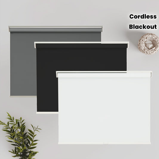 100% Blackout Cordless Roller Shades | Thermal Insulated & Window Blinds, Cordless Safe Design, Easy Install with Draw Rod & Hardware, Classic Style for Home & Office, Light Blocking
