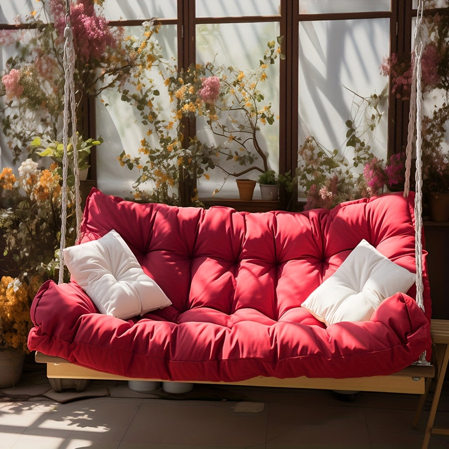 Extra Large 60x40 Inch Outdoor Swing Cushion with Backrest - Heavy-Duty Waterproof Bench Cushion for Porch, Patio, Garden - Thickened 4-Inch, All-Weather Fiber with Tie Fasteners - Compatible with Swings, Benches, Sofas - Mul