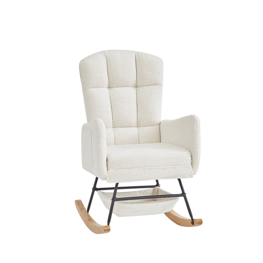 Rocking Chair for Nursery, Upholstered Glider with High Backrest, Nursery Rocker Comfortable Stylish Accent Armchair for Living Room