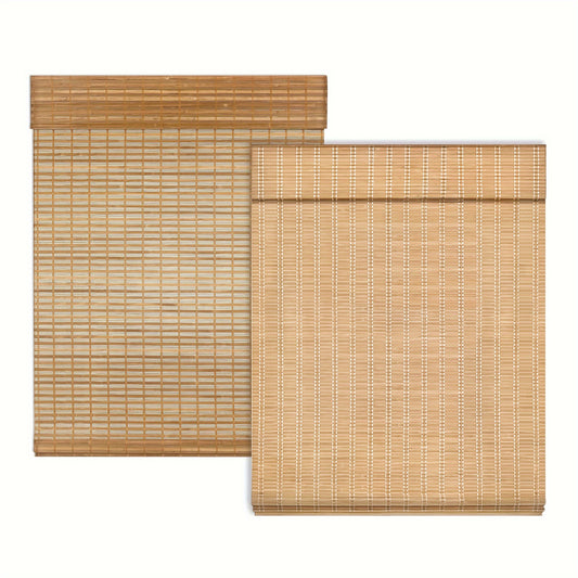 No Tools No Drill Cordless Bamboo Roman Shades, Light Filtering Window Treatment, Roll Up Bamboo Blinds for Window