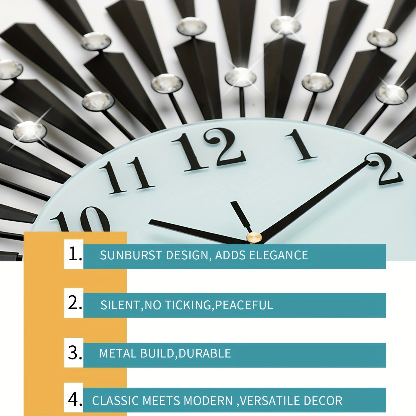 [Modern Metal Wall Clock] 28-Inch Large Circular Modern Metal Wall Clock with Silent Quartz Movement, Battery Powered, Easy to Read Numerals for Living Room, Bedroom, Home Office Decor