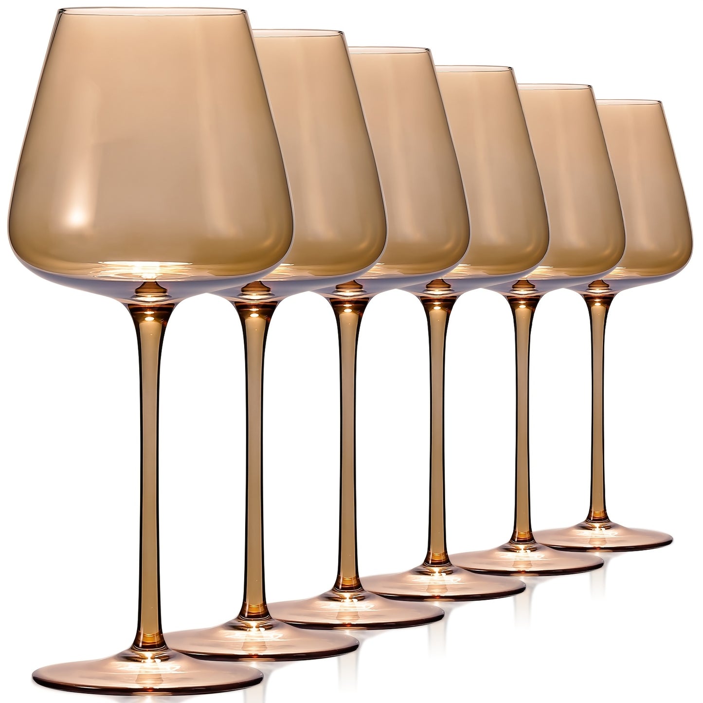 Amber Wine Glasses Set 6-18oz[Hand-Blown] Unique Wine Glasses, Crystal Amber Wine Glass Set, Amber Glassware Drinking Glasses For Red White Wine For Christmas Bar Party