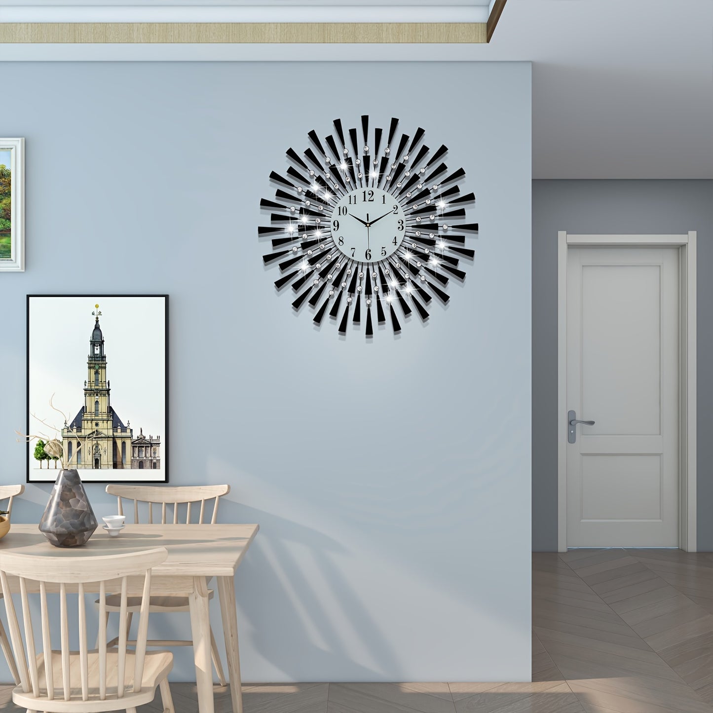 [Modern Metal Wall Clock] 28-Inch Large Circular Modern Metal Wall Clock with Silent Quartz Movement, Battery Powered, Easy to Read Numerals for Living Room, Bedroom, Home Office Decor