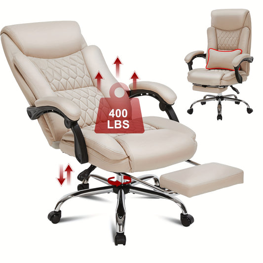 Reclining Office Chair, Sturdy Office Chair with Footrest for Home Office