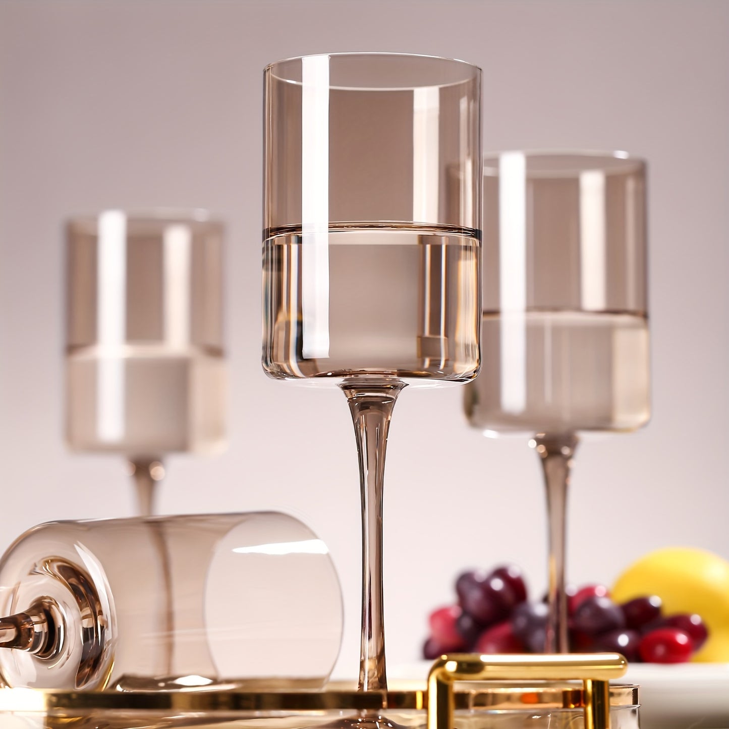 Soot Wine Glass Set (6-14 Oz) Hand Blown, Square Coloured Wine Glasses, Coloured Highball Glasses, Modern Wine Glasses Set Of 6, Wedding, Engagement, Couples, Anniversary And Christmas Eve, Christmas And Other Holiday Gifts