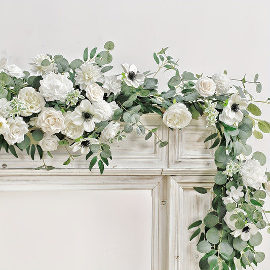 9ft Premium Flower Garland Artificial Greenery Artificial Flowers, Suitable for Wedding Decorations, Valentine's Day Decorations, Fireplace Decorations, Home Decor, Holiday Decorations