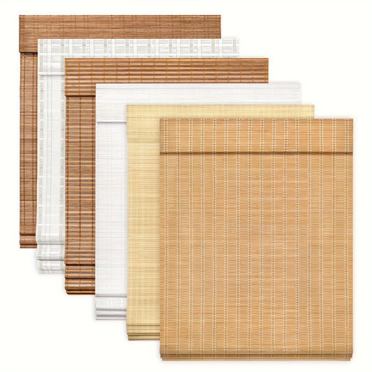 Cordless Bamboo Roman Shades | Light Filtering, Woven Bamboo Blinds for Window, Inside Mount, Uncorded, Ideal for Restaurants