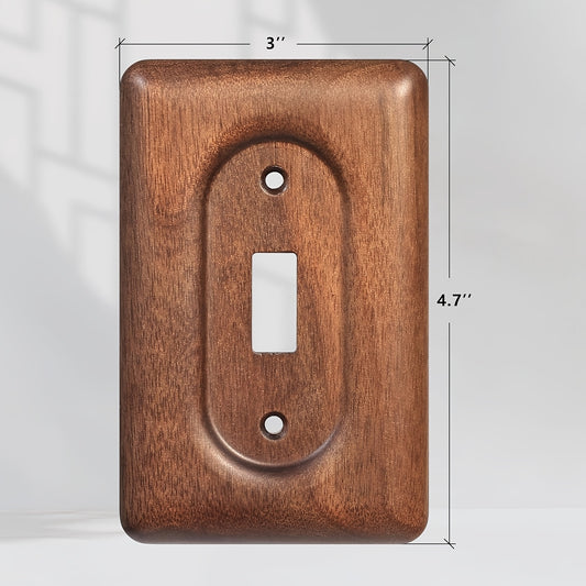 North Walnut Decorative Switch Plate & Outlet Cover - Solid Wood Screw-In Light Socket Cover, Easy Install for Single/Double Rocker Switches & Outlets, Modern Walnut for Office, Residential & Commercial Use.