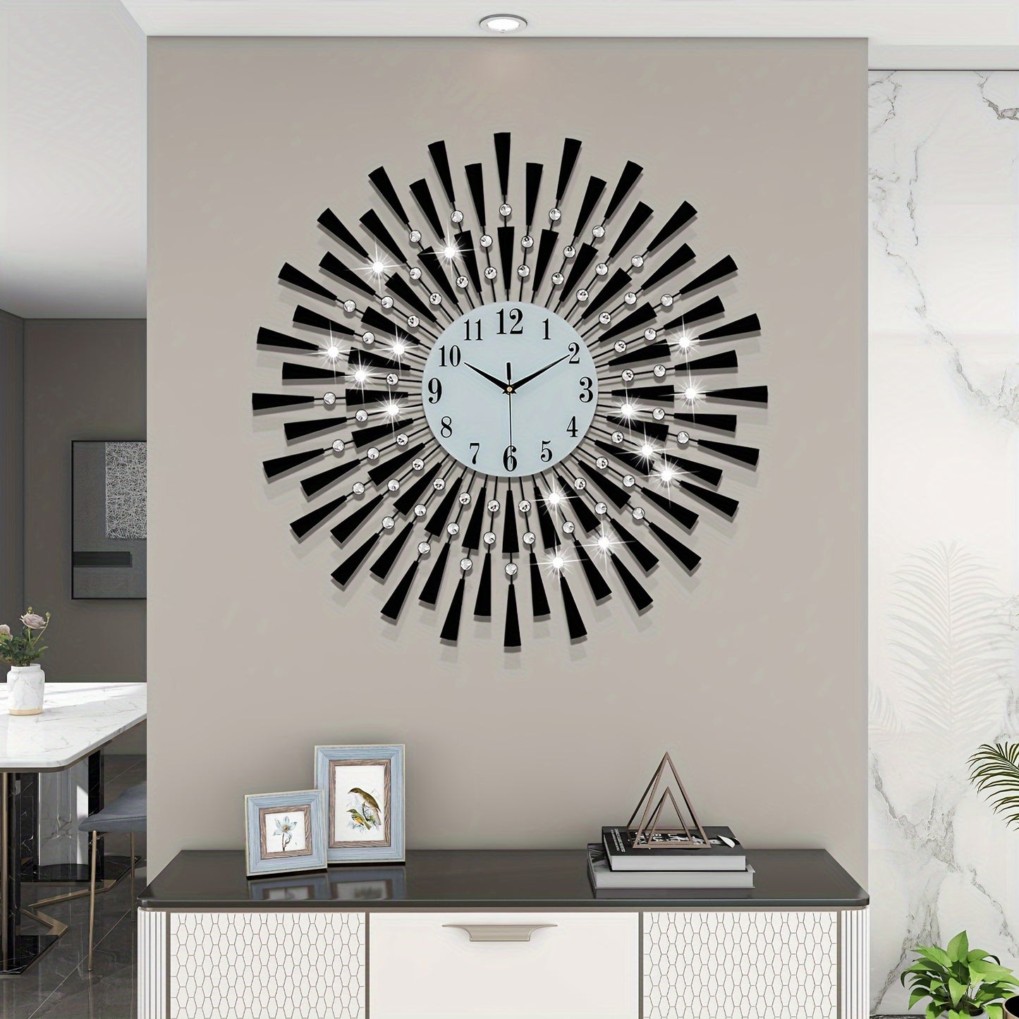 [Modern Metal Wall Clock] 28-Inch Large Circular Modern Metal Wall Clock with Silent Quartz Movement, Battery Powered, Easy to Read Numerals for Living Room, Bedroom, Home Office Decor