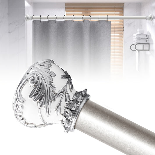 1pc Vintage Style Adjustable Cast Iron Curtain Rod, Chrome Finish, Decorative Window Treatment Hardware