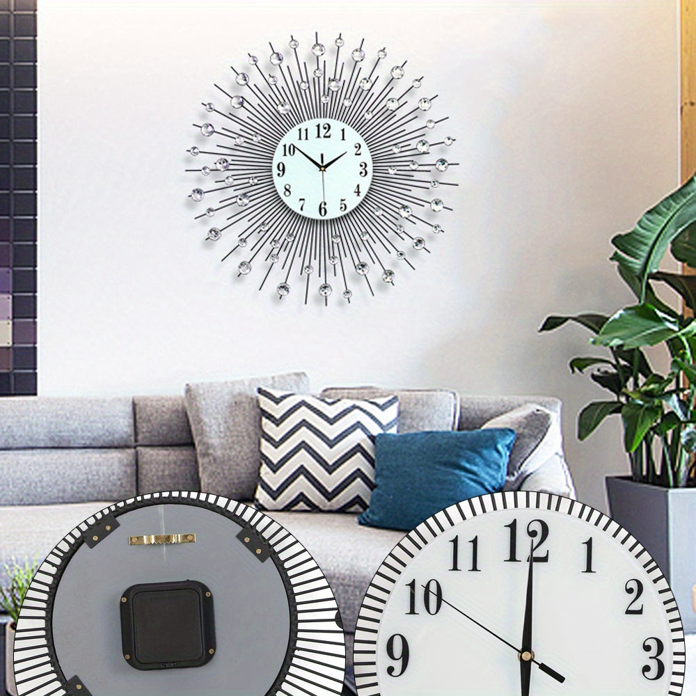 3D Peacock Feather Design Wall Clock | 23.62" Round Glass Mirror Surface | Non-Fading Metal Frame | Quartz Movement | Elegant Home Decor for Living Room