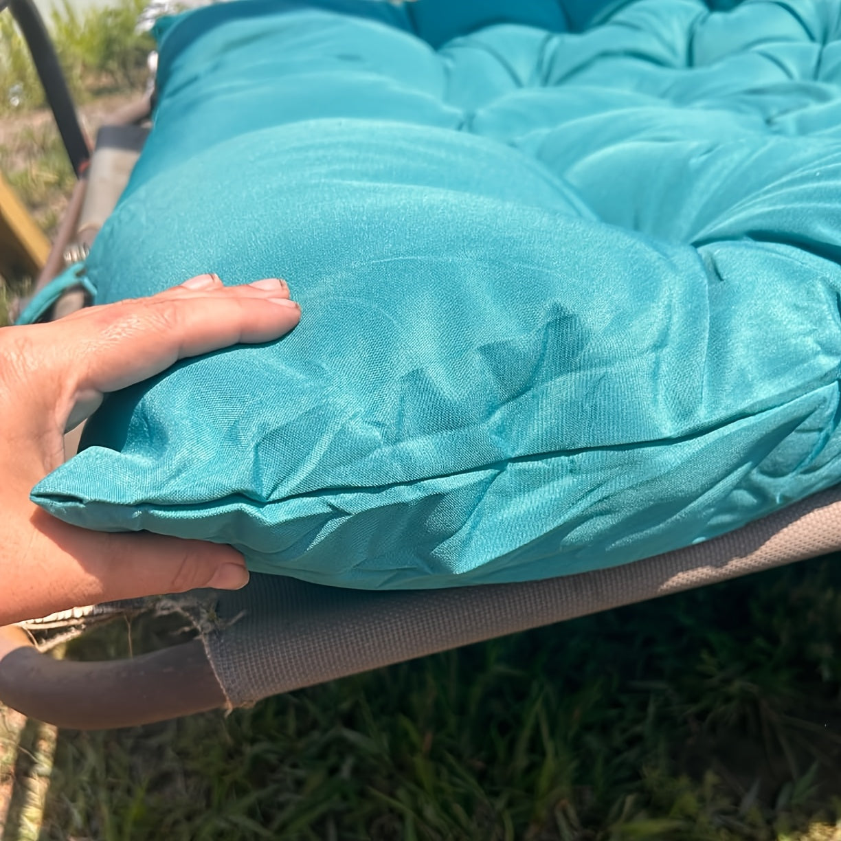 Extra Large 60x40 Inch Outdoor Swing Cushion with Backrest - Heavy-Duty Waterproof Bench Cushion for Porch, Patio, Garden - Thickened 4-Inch, All-Weather Fiber with Tie Fasteners - Compatible with Swings, Benches, Sofas - Mul