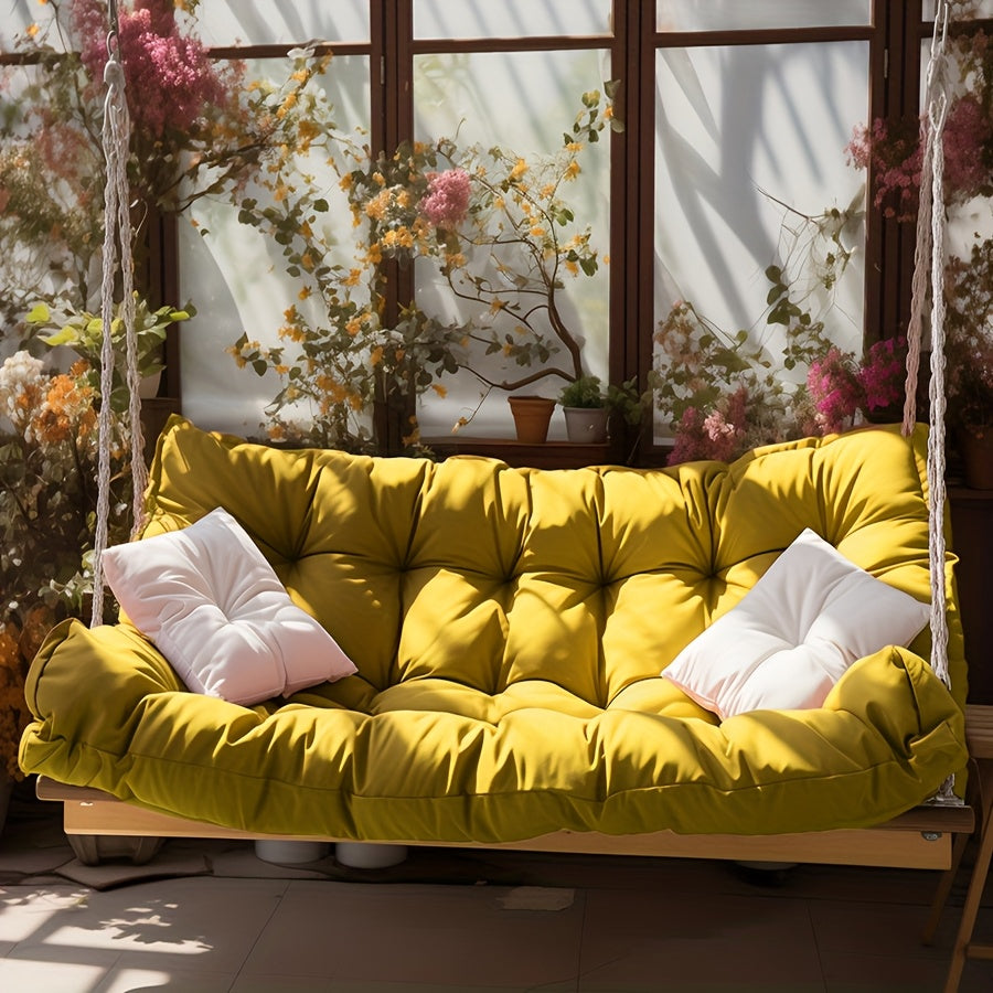 Extra Large 60x40 Inch Outdoor Swing Cushion with Backrest - Heavy-Duty Waterproof Bench Cushion for Porch, Patio, Garden - Thickened 4-Inch, All-Weather Fiber with Tie Fasteners - Compatible with Swings, Benches, Sofas - Mul