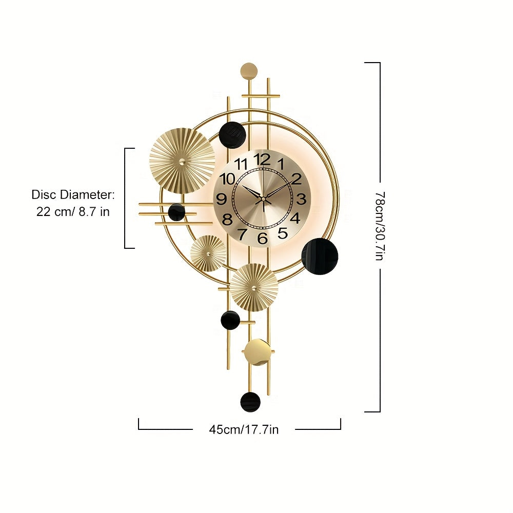 Motion Sensor Backlit Wall Clock For Living Room, Large Metal Golden Wall Clocks 30.7* 17.7 Inch Modern LED Silent Decorative Clock For Bedroom, Kitchen