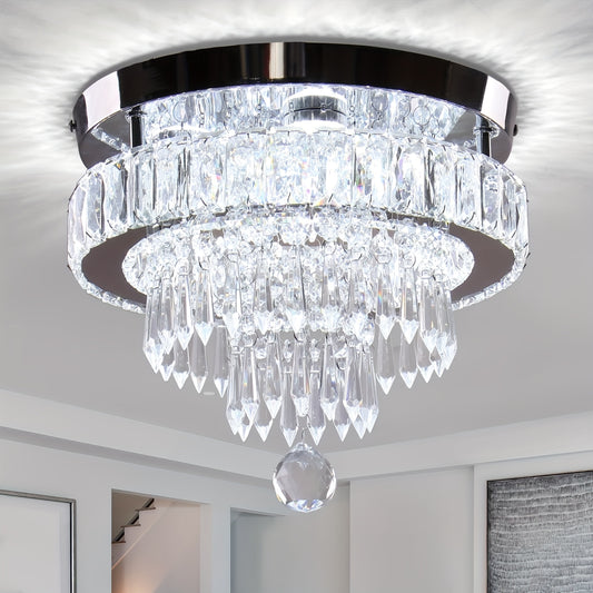 Morden Crystal Ceiling Light LED Small Chandeliers Semi Flush Mount Chandelier Room Light For Bedrooms Living Room Hallway